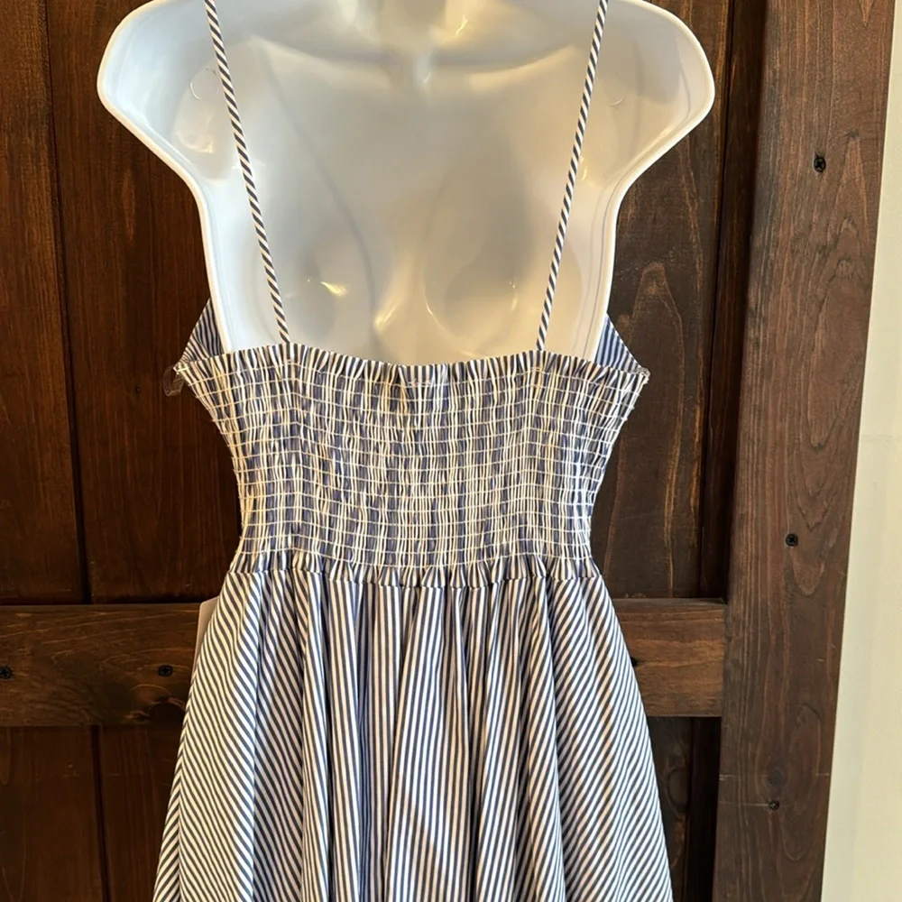 Blue and white striped high-low strappy sundress - Women's size Medium - Picture 4 of 9
